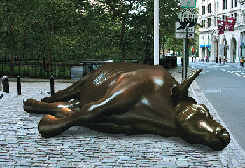 collapsed Wall Street Bull