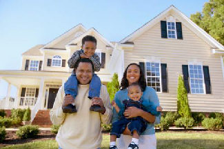 Happy family in their new home