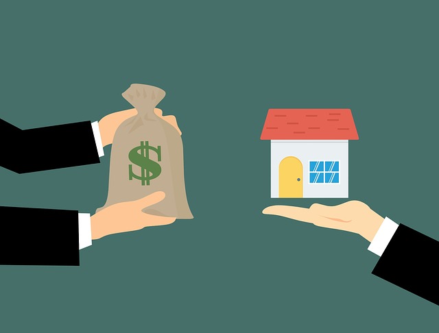 two people exchanging money and house