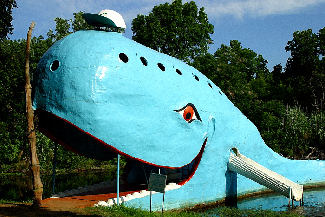 The Blue Whale - a famous roadside attraction on Route 66 in Catoosa, Oklahoma